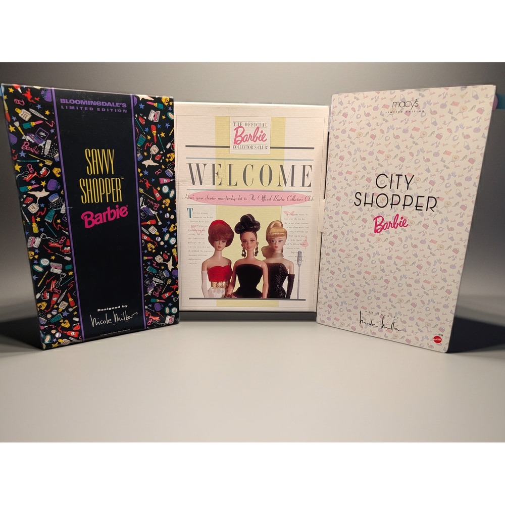 Vtg 90s Barbie Doll Lot Nicole Miller Bloomingdales Macys City Shopper Club Kit